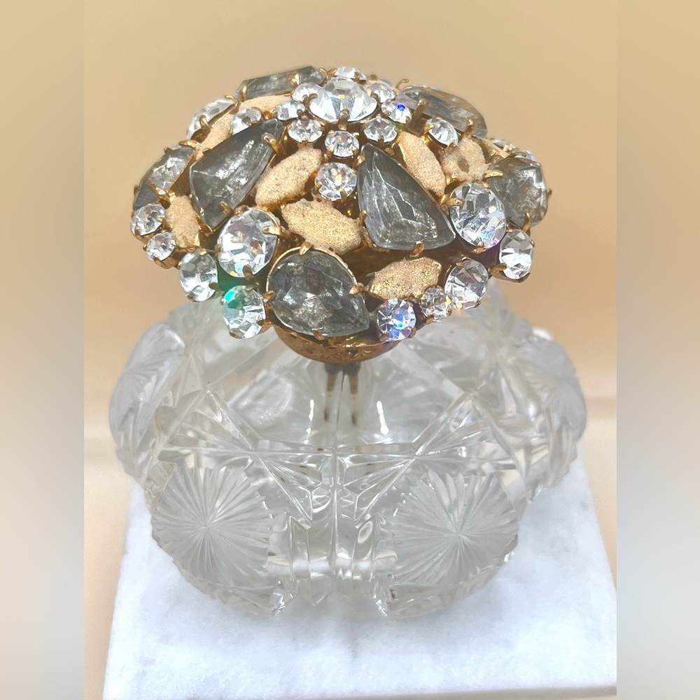 VTG Art Deco Cut Glass Bejeweled Rhinestones Perfume Spray Bottle -Germany-RARE